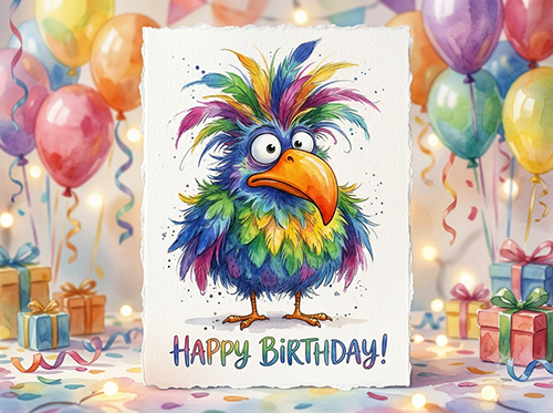 Fun Bird Birthday Card